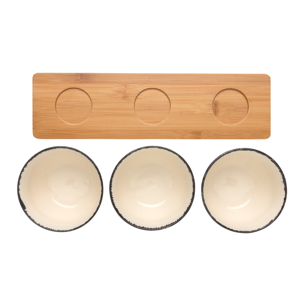 Set 3 boluri Ukiyo cu suport din bambus