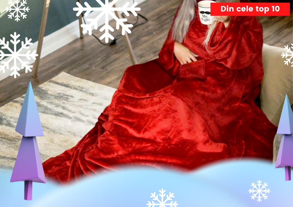 Patura cu Maneci Deluxe -- Rosu/Bordo