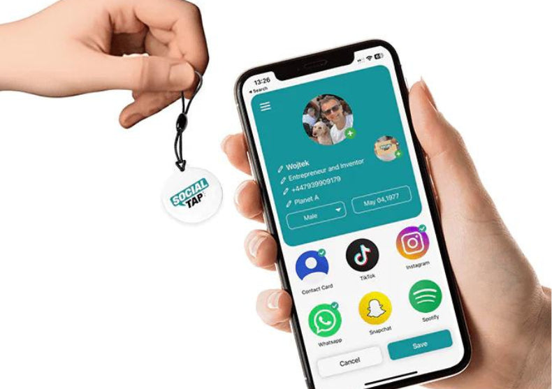 Social Tap - Card alb