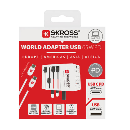 Adaptor de calatorie SKROSS MUV 65W cu cablu USB C si USB