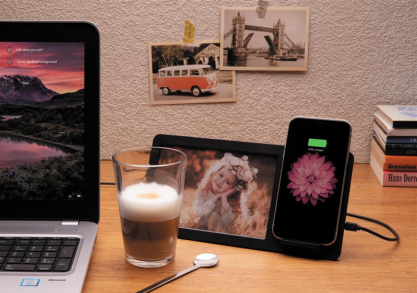 Incarcator wireless rama foto -- stand de birou cu rama foto 