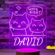 Lampa 3D Good Night Kids - Cu doua pisicute kawai