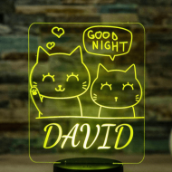 Lampa 3D Good Night Kids - Cu doua pisicute kawai