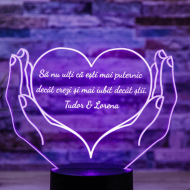 Lampa 3D Inima in Palme -- Romantic, dar real