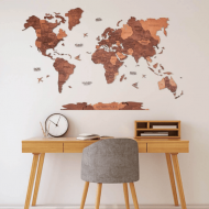 Harta lumii lemn 3D Oak -  Jurnalul suprem de calatorii